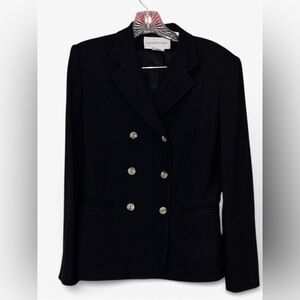 Vintage 80’s Evan Picone Women's Double-Breasted Black Blazer 6